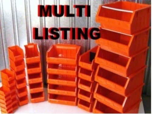 Red plastic parts bins - red,
