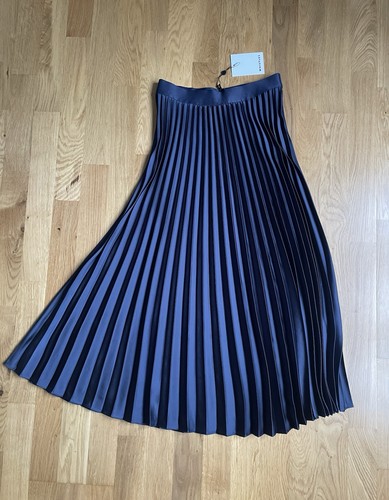 Whistles navy satin pleated - satin,