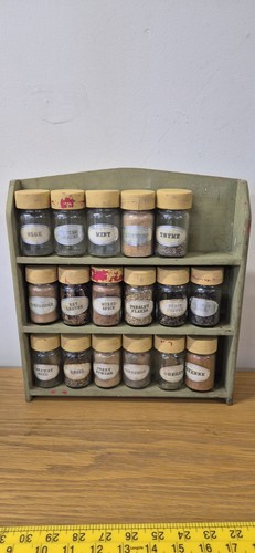 Vintage spice rack with jars - rack,