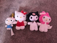 Hello Kitty and Friends Soft Toy Doll Plush Keyring Bundle Kuromi My Melody