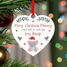 Mummy To Be From Bump Personalised Bumps First Christmas Heart Ornament