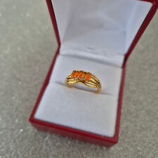 Fire opal trilogy ring in 14k