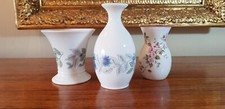 Three Vintage Porcelain Ceramic Vases including 2 Wedgwood Clementine C1970-80s