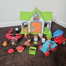 ELC Happyland Farm Barn & Stable Play Set w/ Tractor, Figures & Animals Bundle 