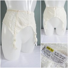 Vintage Suspender Belt 1990s Ivory Lace St Michael Stockings Garter Clip Ladies