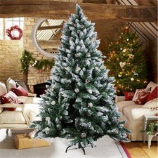 Luxury Artificial Christmas Tree Frosted Pine Cone Xmas Tree 4Ft 5Ft 6Ft 7Ft UK