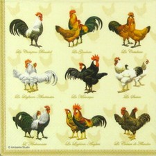 4x Single Paper Napkins Decoupage and Party Wyandotte Cream Chicken Collection