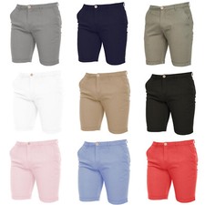 Mens Stretch Chino Shorts CROSSHATCH Slim Fit Casual Cargo Half Pants Summer
