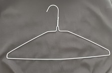 WHITE METAL WIRE COAT HANGERS  x 10 - 40cm -  Clothes, Suit, With Trouser Bar