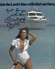 Caroline Munro signed Lamb’s Navy Rum advert 8x10 photo - No3