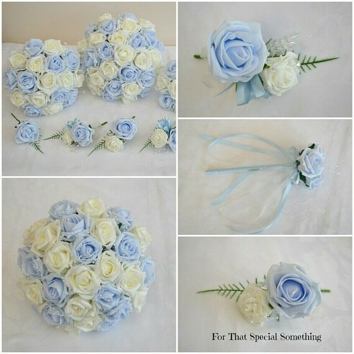 Blue wedding bouquet flowers - wedding,