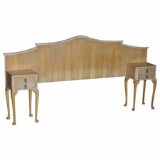 WALNUT WORKS CIRCA 1940 LIGHT WALNUT HEADBOARD BEDSIDE TABLES PART LARGE SUITE