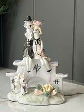 Vintage Zampiva Italy Lovers Sitting On Bridge Porcelain Figurine Ornament 13cm