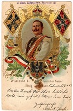 Embossed Chromolithographic Postcard - German Kaiser Wilhelm 11, 1903.
