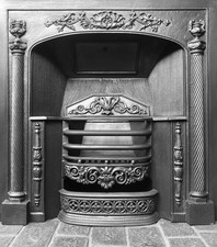 CAST IRON FIREPLACE FIRE INSERT / ARCHED VICTORIAN / GEORGIAN / REGENCY STYLE