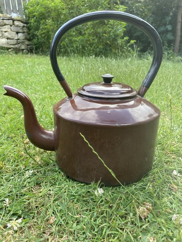 Large brown vintage enamel - large,