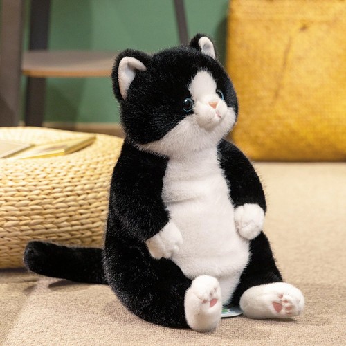 Peach cat tuxedo stuffed - cat,