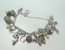Silver Charm Bracelet 16 Charms (Hedgehog) 44g 1974 Birmingham PJ Good Condition