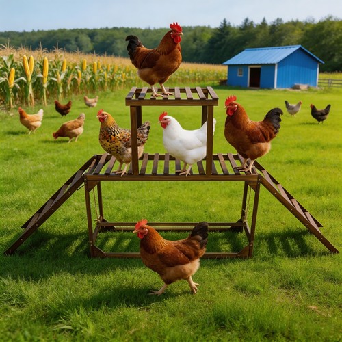 Chicken run roosting - run, bar