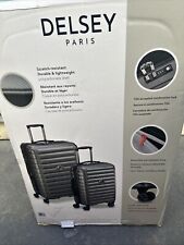 ⚡️Delsey Paris 2pc Hardside Luggage Set Graphite Checked Spinner ⚠️Lightly Used