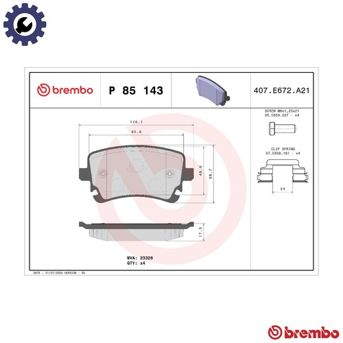 Brake pad set disc - brake, 85