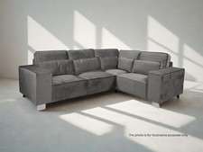 Large Grey Velvet Corner Sofa 4 Seater Sloane | Right Hand | Customer Return