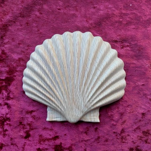 Solid oak wood carved seashell - oak,