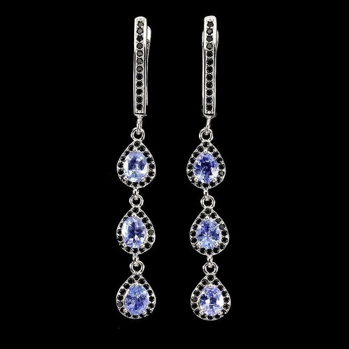Silver earrings tanzanite - earrings,