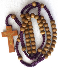WOOD ROSARY  Corded   6 mm