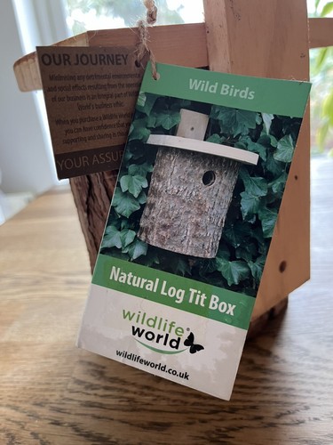 Natural log tit bird nest - log,