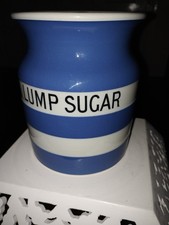 Large T.G.Green Cornishware Jar LUMP SUGAR with Black shield stamp