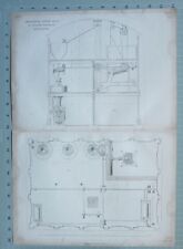 1847 ENGINEERING PRINT IMPROVED CORN MILL by WILLIAM FAIRBAIRN MANCHESTER 