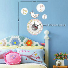 New Unique DIY Stick on the Wall Clock In Cute Singing Bird With Musical Notes