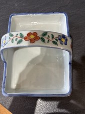 Fitz & Floyd Camellia Design Ceramic Handled Basket