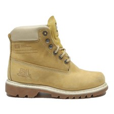 CAT Womens Ankle Lace-Up Boots Beige Leather UK 5 Workwear Durable Comfortable