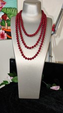 Vintage Red Glass Beads Long