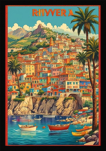 Vibrant vintage travel poster - vibrant,