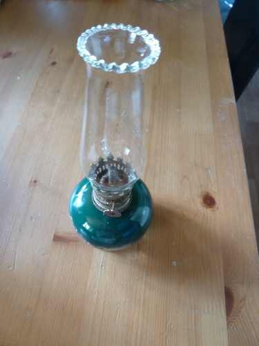 Vintage green glass - oil, lamp
