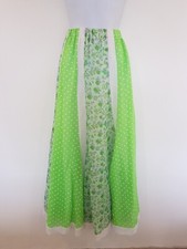 Vintage Skirt Green Long Gypsy Boho Patchwork Floral Size 4 6 Maxi Peasant Float