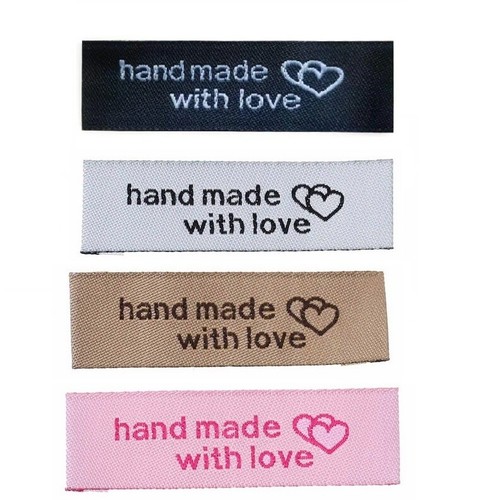 Fabric labels hand made with - fabric, 'hand