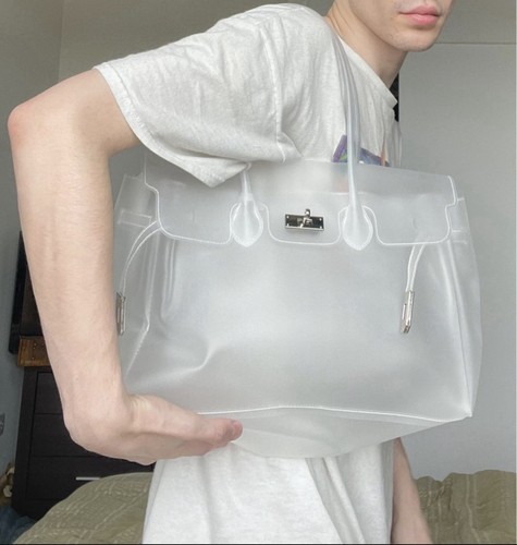 Medium white jelly tote bag - medium,