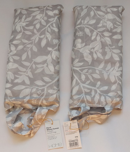 Shower curtain grey floral - curtain,