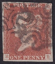 SG8 1d Red Plate 21 'BB' Fine