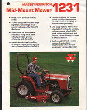 Massey-Ferguson "1231" Mid-Mount Mower for Compact Tractors Brochure Leaflet