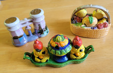 Three Vintage Japanese Hand Painted Mid-Century  Cruet Sets