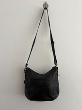 LADIES THE SAK BLACK 100% GENUINE LEATHER SLOUCH OFF THE SHOULDER MESSENGER BAG