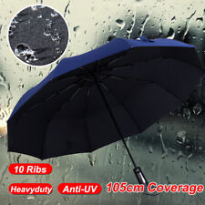Strong 10 Ribs Umbrella Sun/Rain Protection Folding Anti-UV Parasol Large 105cm