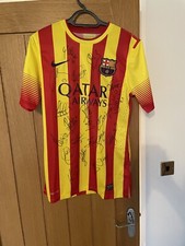 Dani Alves Squad Signed 2013/14 Barcelona Away Match Un Worn Shirt 