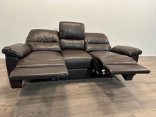 Toby Faux Leather 3 Seater Recliner Sofa - Chocolate