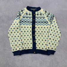 Vintage Knitted Cardigan abstract Norwegian patterned knit sweater with metal